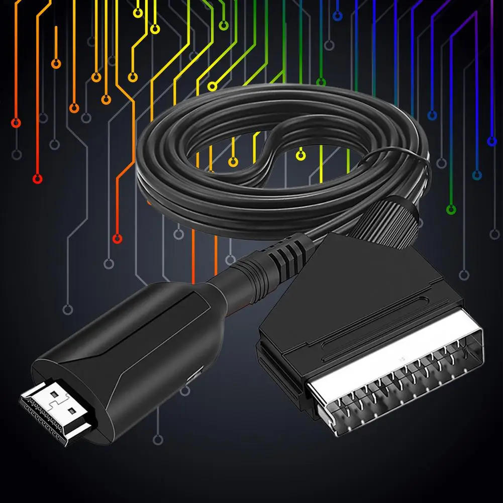 Video Audio Adapter Mini High Resolution HDMI-compatible to Scart AV Signal Converter with USB Cable for DVD Player