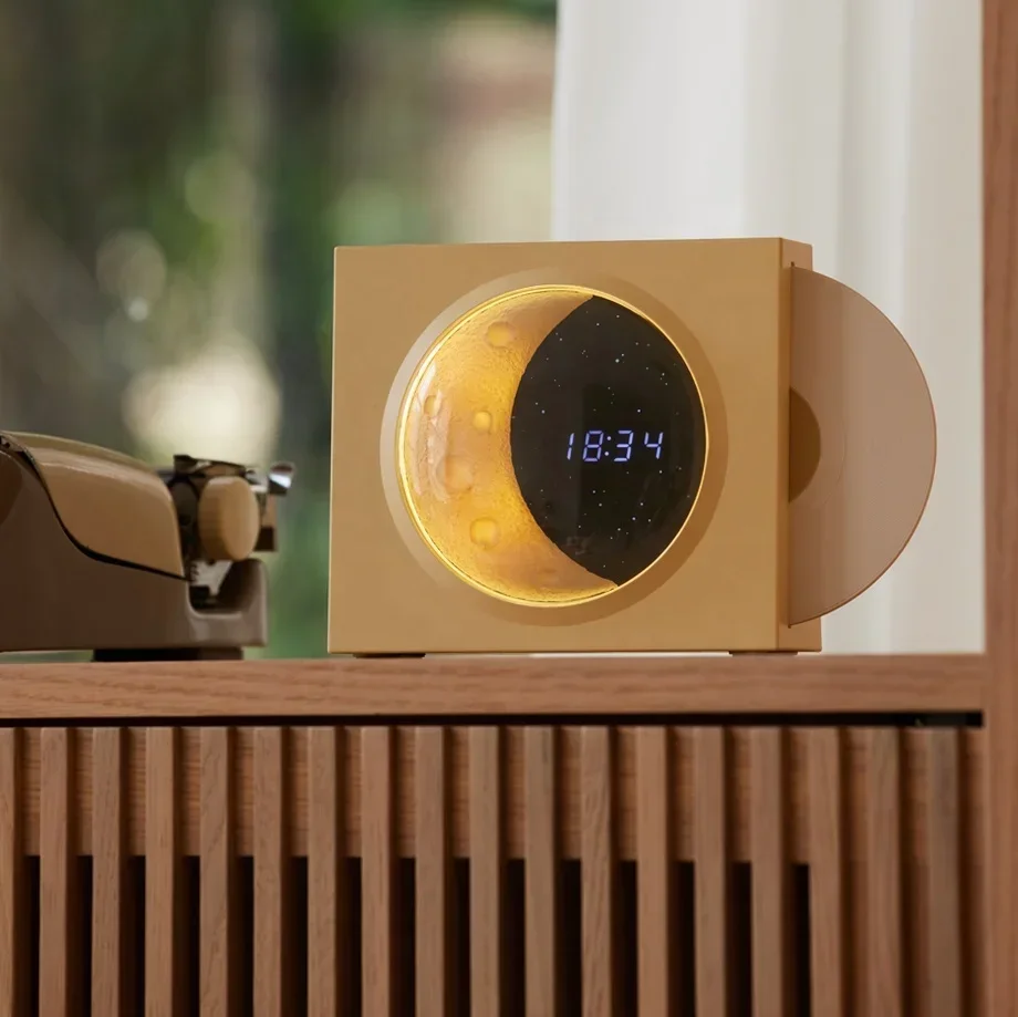 Rechargeable Desktop Girls Birthday Gift Small Speaker Home Decor Moon Clock Blue Tooth Speaker