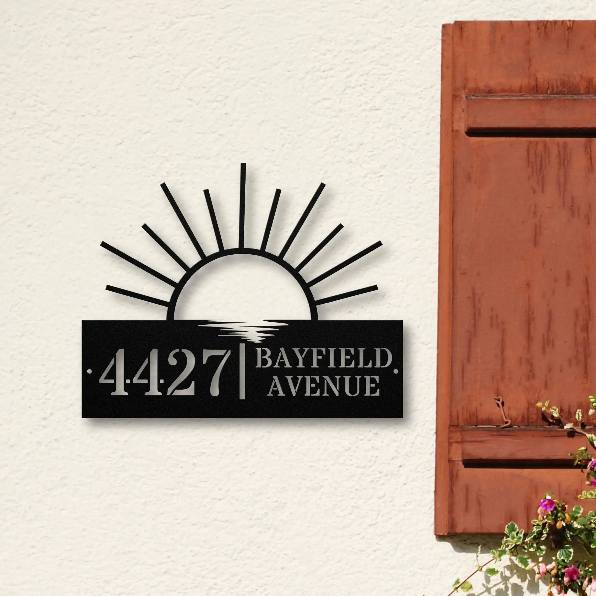 

Custom Beach House Metal Address Sign, Personalized Sun Home Decor, Exterior Lake House Address Sign, Summer Decor Gifts