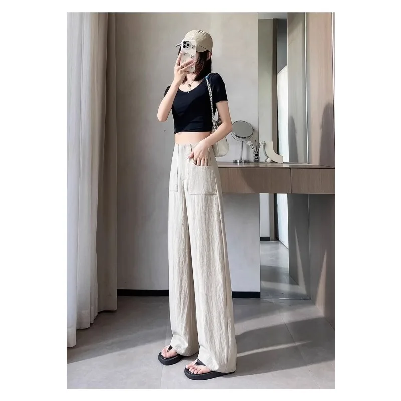 

Wide-leg Pants for Women in Summer Thin High-waisted Pear-shaped Body Narrow Straight Loose Casual
