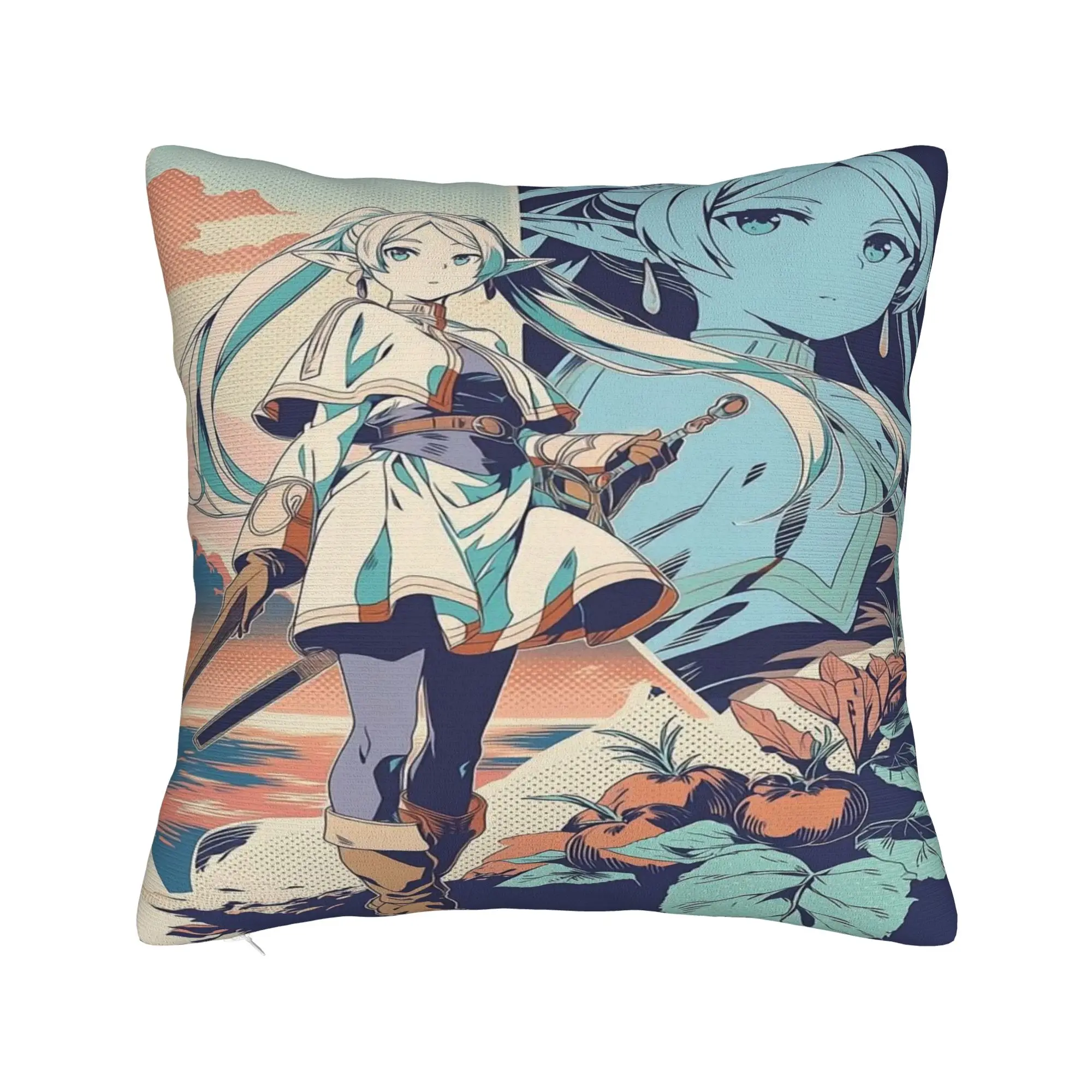 Pillow Cover Frieren Beyond Journeys  Morden Pillow Case For Sofa Couch Bed Living Room Pillowcases