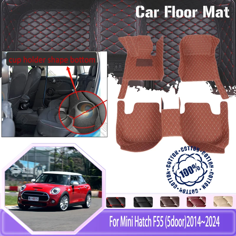 Car Floor Mats For BMW Mini Hatch Hardtop Cooper One F55 2014~2024 5door Hatchback Anti-dirty Pads Foot Carpets Car Accessories