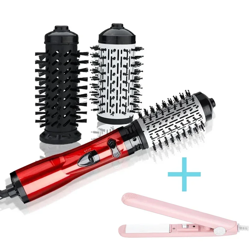 

2 In 1 Hair Curling Wand&hair straightener Brush Tourmaline Ceramic Hot Air Brush Blow Dryer Hair Curling Roller Wet Dry Dual