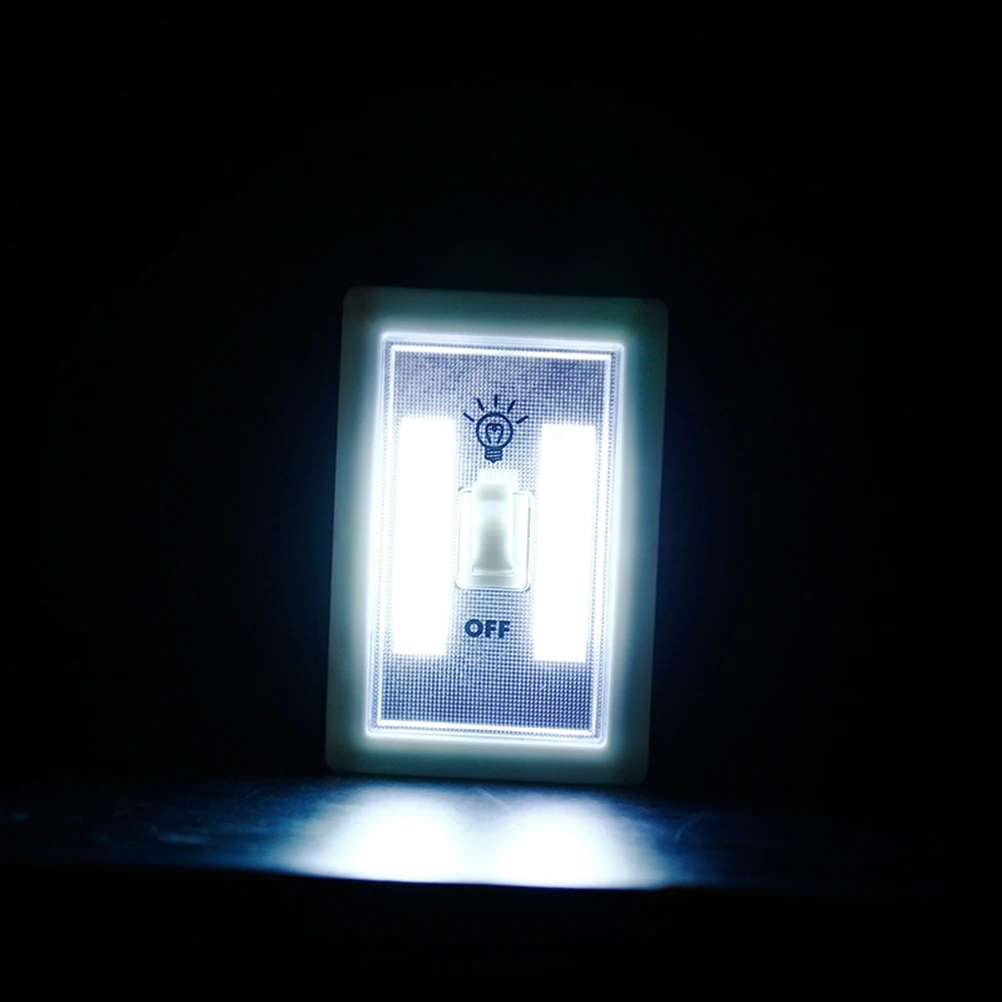 

Wall Switch White Cob Led Cordless Light 11X7.5X3Cm Operated Abs Magnetic Night Light For Bedroom Under Cabinet
