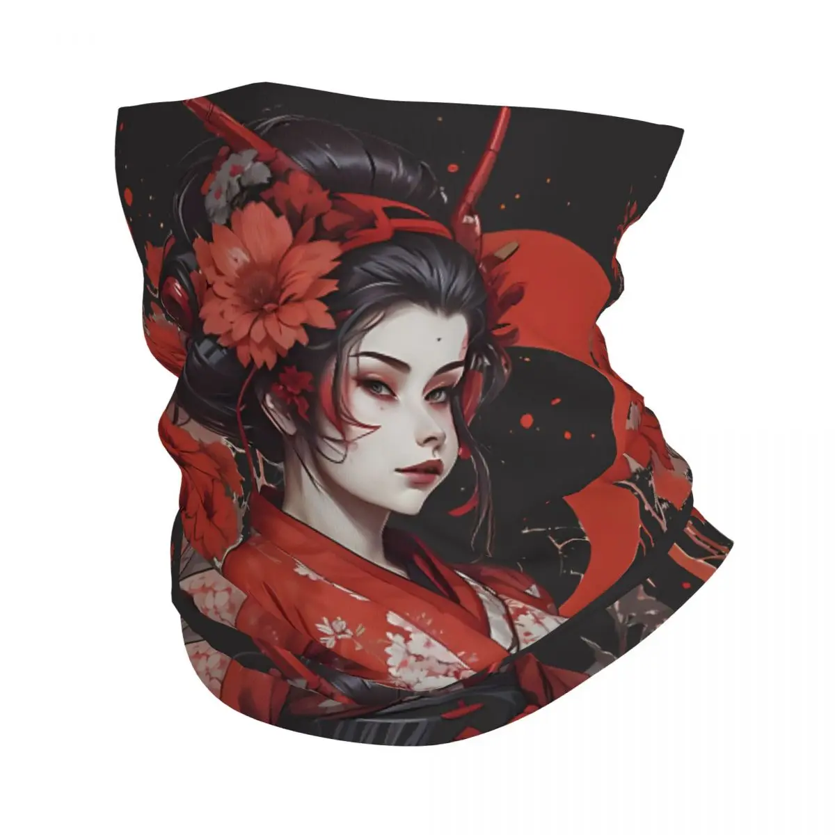 Japanese Geisha Scarf Neckerchief Neck Face Mask Polyester