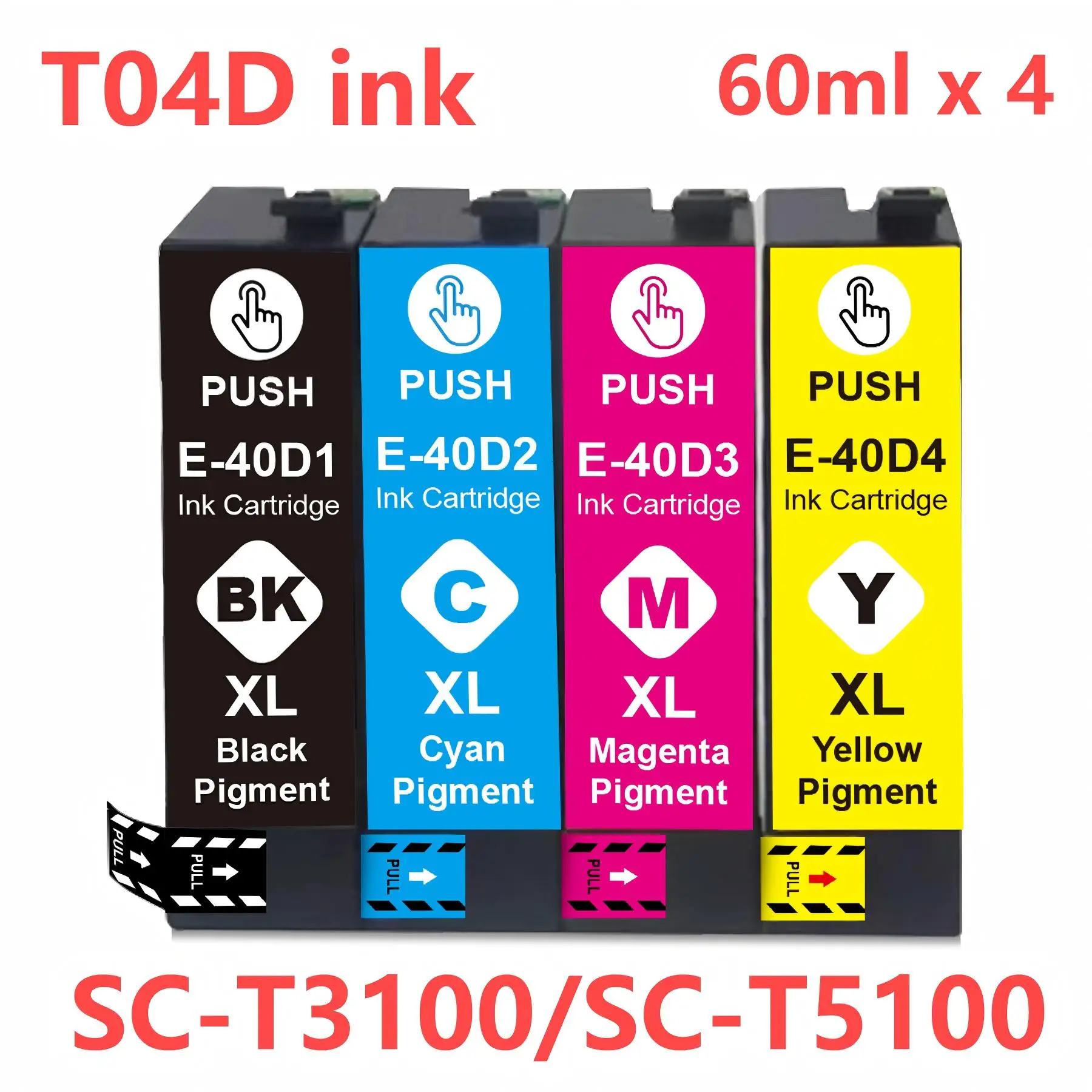 T40D Compatible ink for E40D1 T04D2 60ml per for EPSON SC-T3100/SC-T5100 printer (1BK 1C 1Y 1M)