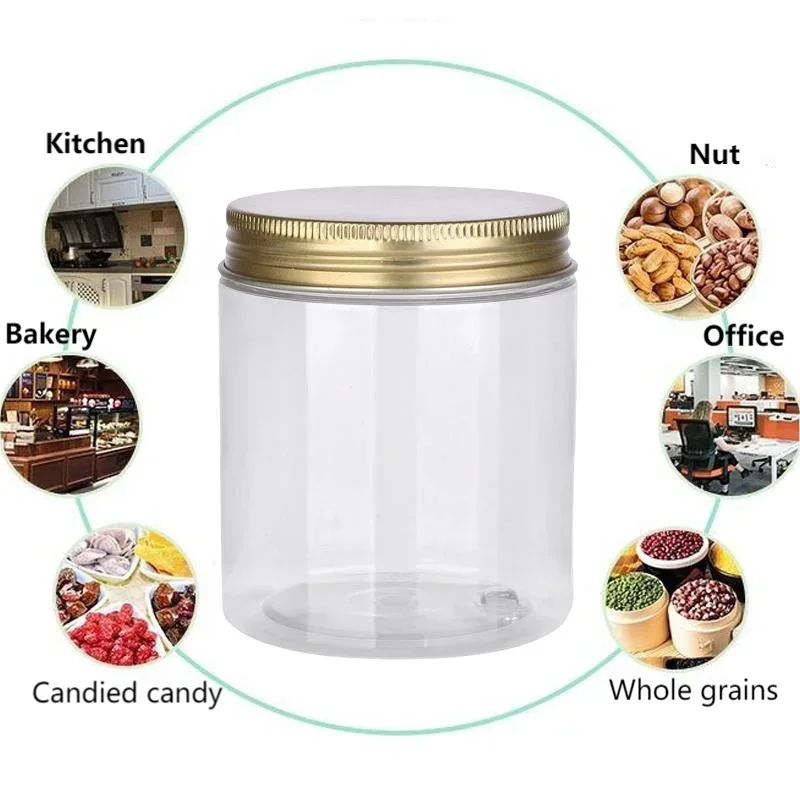 20 stks 200 ml Lege Plastic Potten PET Clear Jar Cosmetische Gezichtscrème Container Moer Snoep Graan Opslag Pot Thuis keuken Benodigdheden