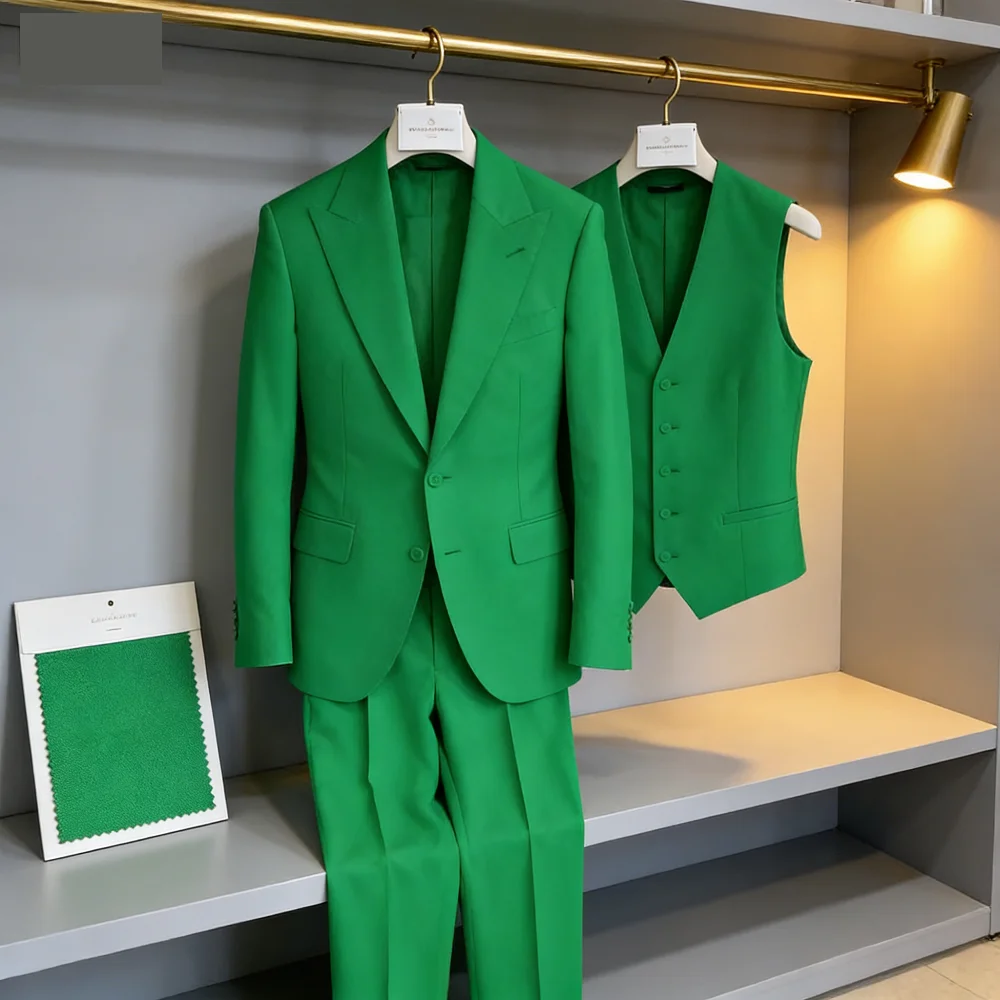 

Мужской костюм-тройка с пикообразными лацканами: пиджак, жилет и брюки – однотонный комплект для вечеринок, выпускных, деловых мероприятий и повседневной носки