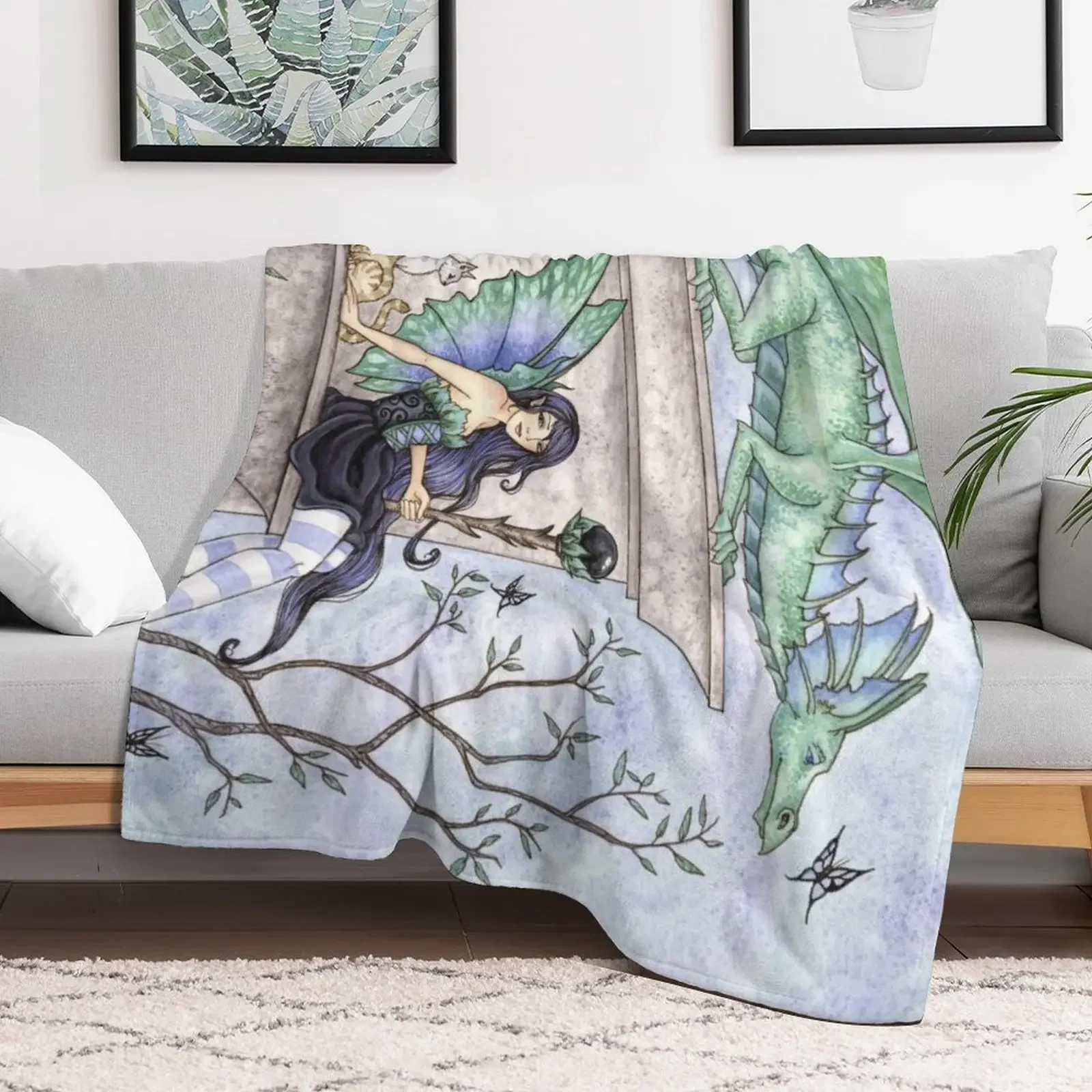 Wind Watchers Throw Blanket anime Flannel Fabric Hairy Blankets