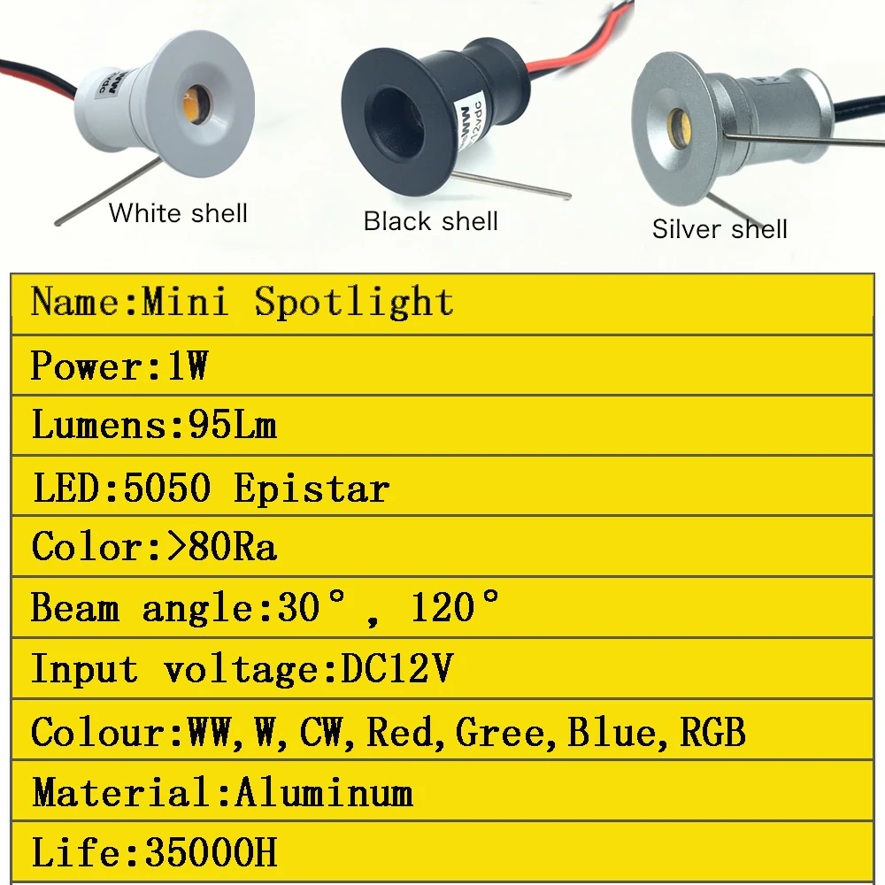 Led Mini Down Light 1W Dimmable Spot Lamp Recessed Bedroom  Downlight DC12V 15mm Aluminium Stair Showcase Ceiling Spotlight