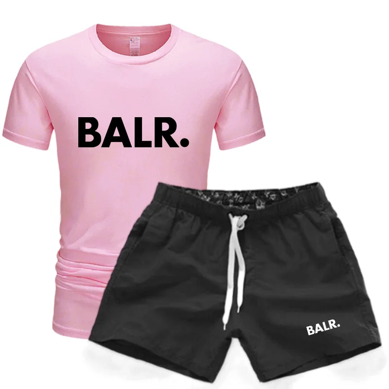 2024 BALR new men\'s sportswear short sleeved T-shirt and sports shorts summer casual jogging pants set men\'s two-piece set