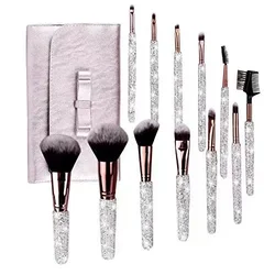 12Pcs/set Diamond-studded Makeup Brushes Gems Makeup Beauty Tools Full Diamond Loose Powder Foundation Concealer Brush Bling