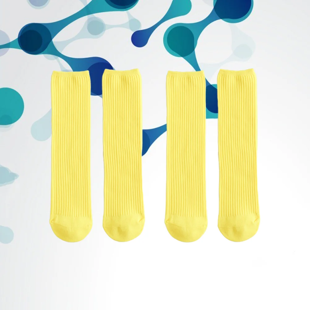 

2Pairs Stylish Mid Calf Socks Cotton Material Breathable Absorbent Warm Yellow Cotton Socks Mid-Calf Length Sock