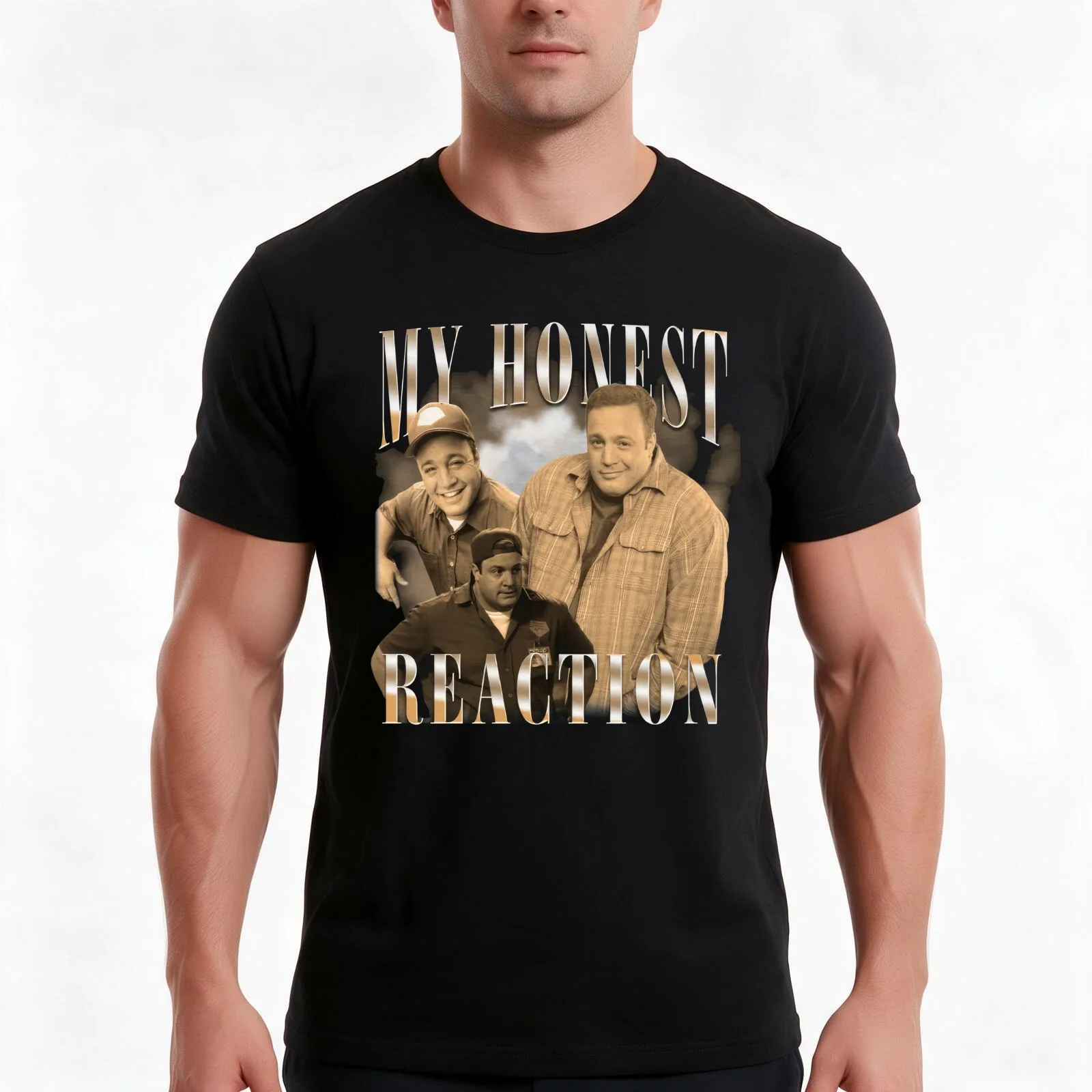 My Honest Reaction Kevin James T-Shirt, Summer Casual Cotton Tee, Oversized Streetwear Tops, Vintage Graphic Print, 100% Cotton