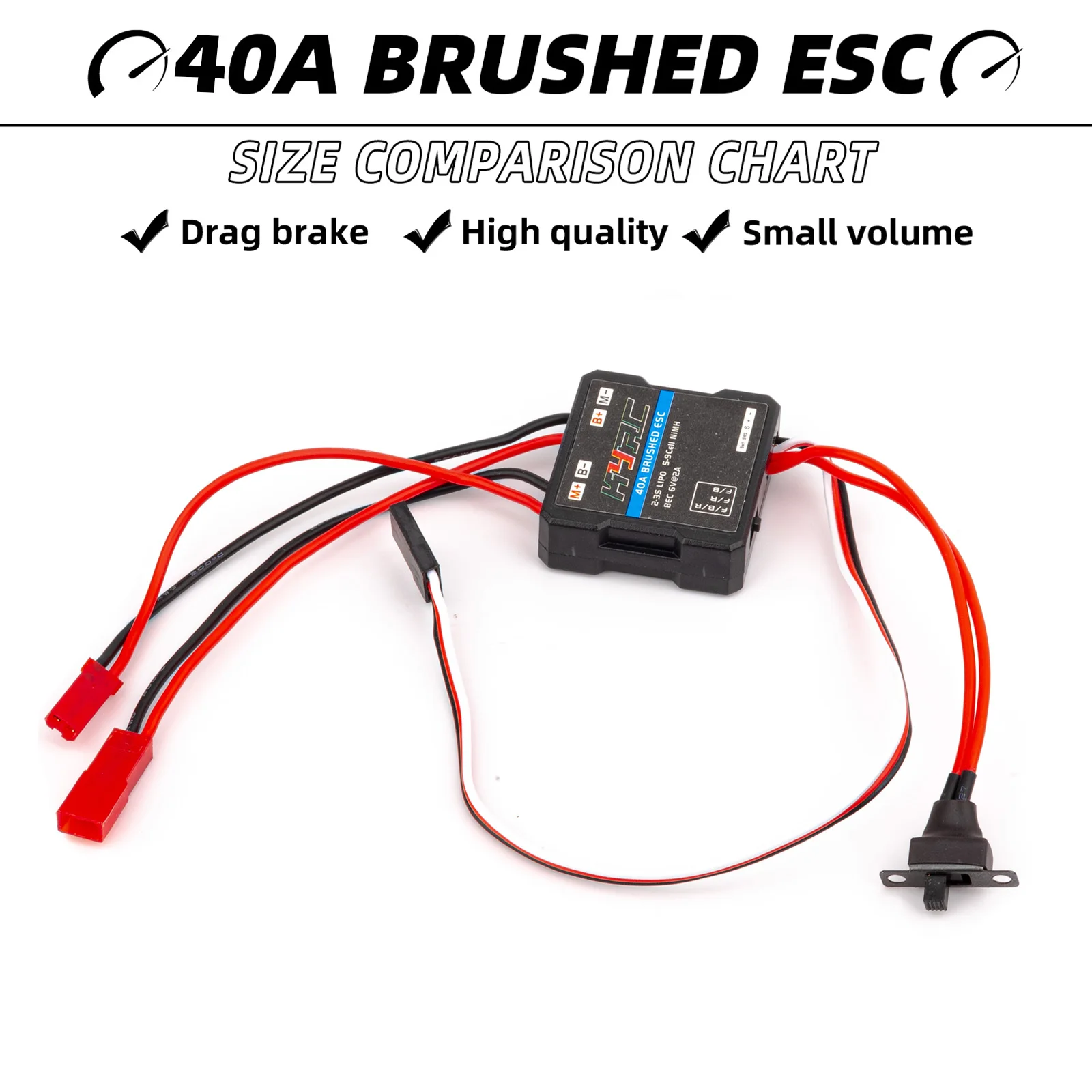 30A 40A Brushed ESC RC Motor Micro ESC for Mini 1/16 1/18 1/24 RC Car Boat Tank w/Brake