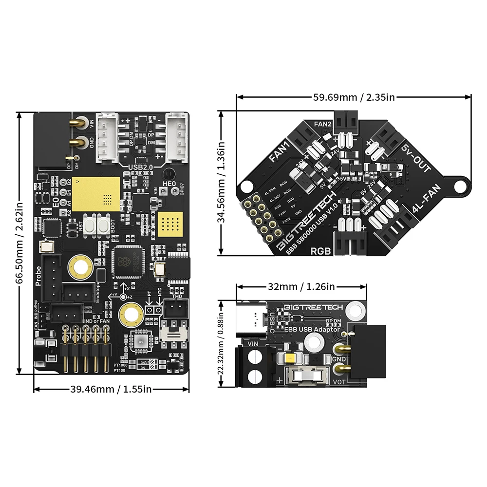 Imagem -02 - Bigtreetech-can Placa Usb para Klipper Voron Stealthburner Knomi Octopus Pro Raspberry pi Canbus Headtool Pt1000 Ebb Sb2209