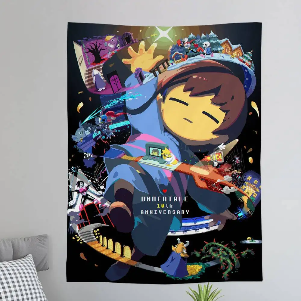 Hot Video Game U-Undertale Anime Tapestry Hanging Tarot Hippie Wall Rugs Dorm Home Decor