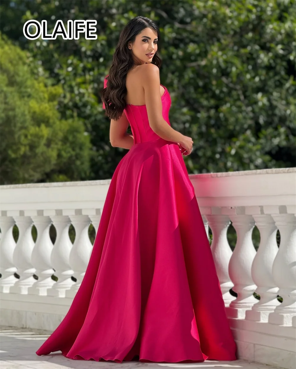 Customized Modest Women's One Shoulder Satin Pleated Evening Party Dress A-line Backelss Court Prom Celebrity Gown