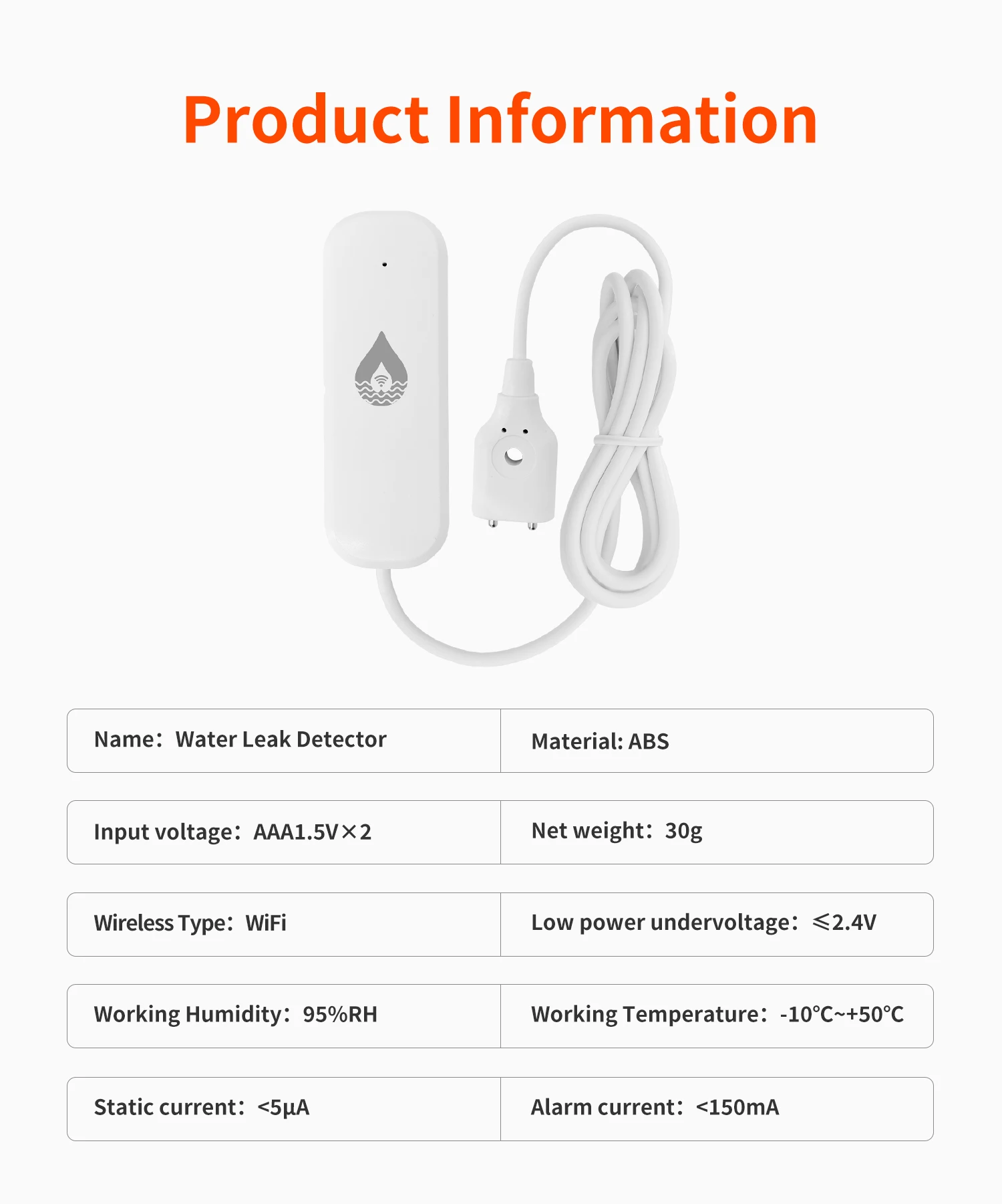 WiFi Water Leakage Sensor Tuya Smart Home Flood Leak Detector App Alarm Reminder Security Protection Water Level Sensor