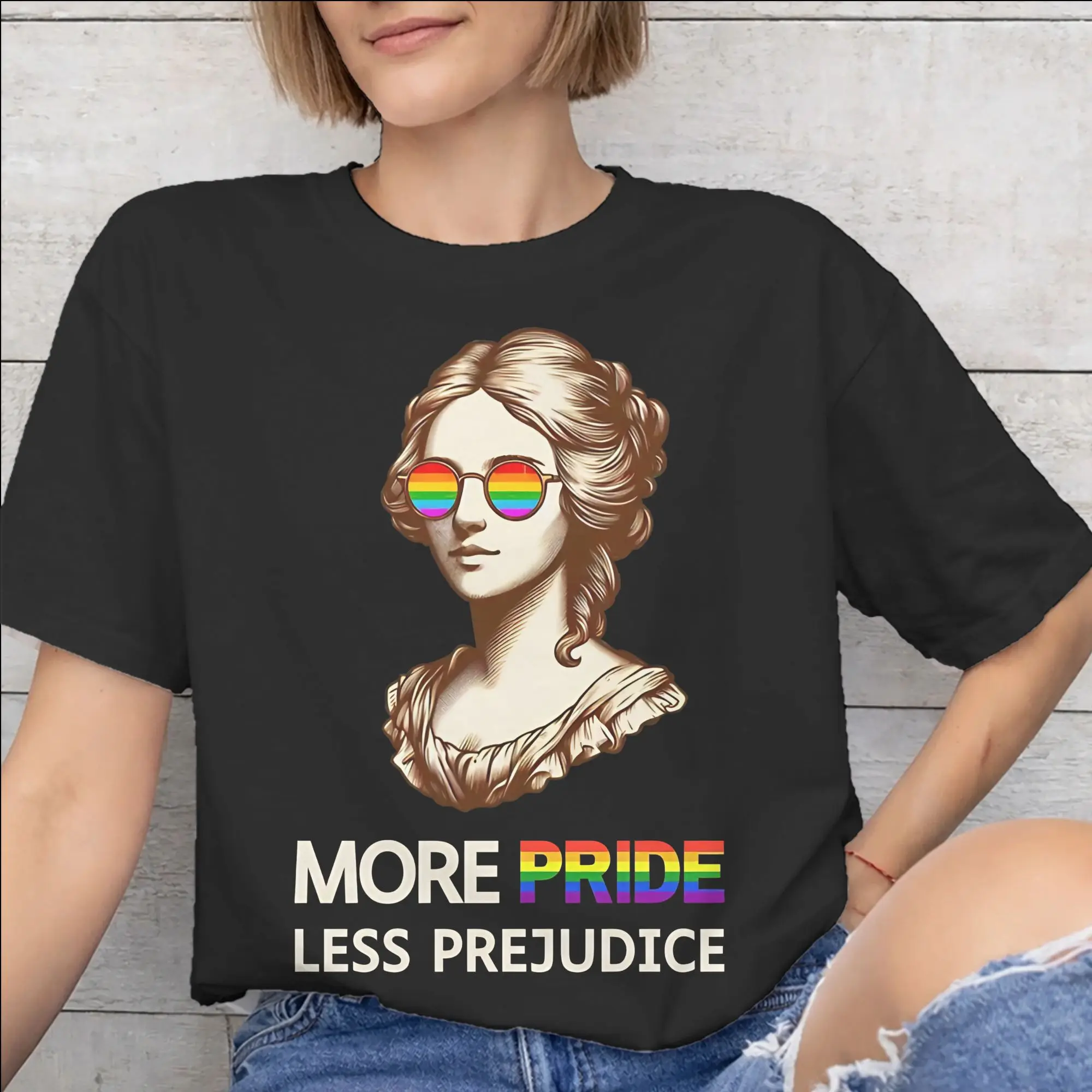 Mens Womens More Pride Less Prejudice  T Shirt 100% Cotton Graphic Printed T-Shirt  Top Clothing