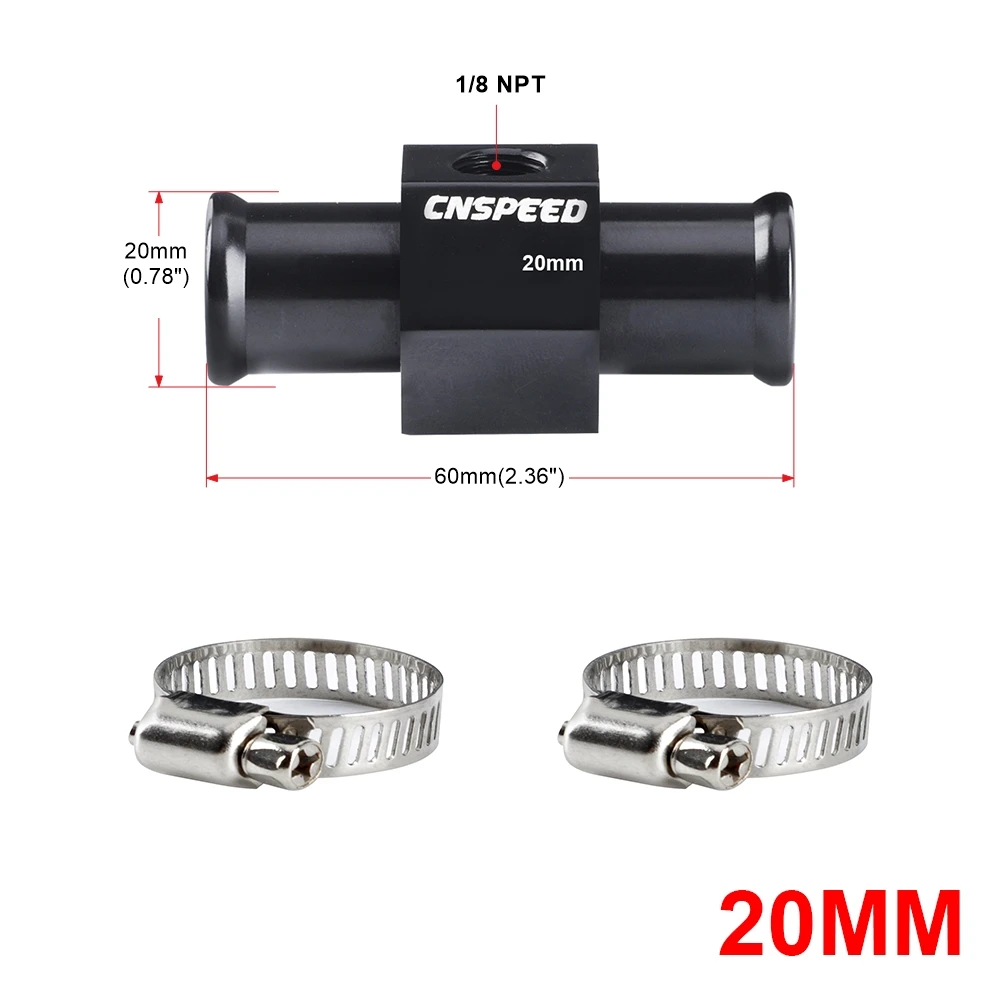 Black Coolant Hose Connection Temp Radiator Hose Adapter 1/8Npt Temperature 18mm 20mm 22mm 24mm Water Temp Joint Pipe Sensor