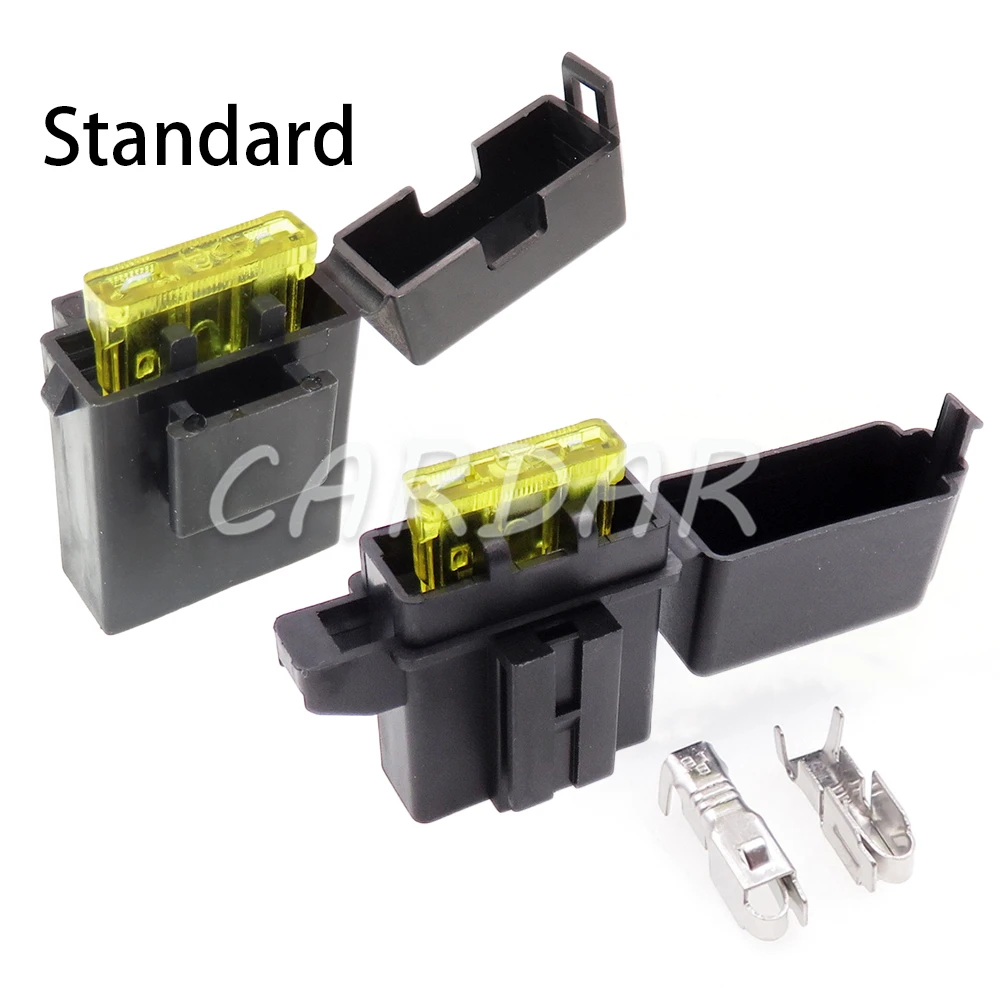 1 Set BX2017A BX2017D AC Assembly Medium Car Fuse Holder with Crimp Terminal Black Lighter Frontal for Standard Fuses