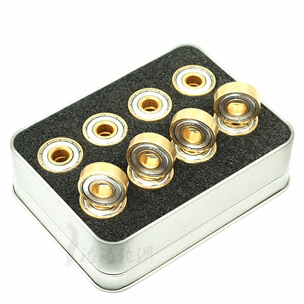 Skate Bearing BSB Golden Bearings Highly Speed 16 Pieces Swiss 7-Beads ILQ-11 Bearing 608 with Iron Box Inline Skate Bearing