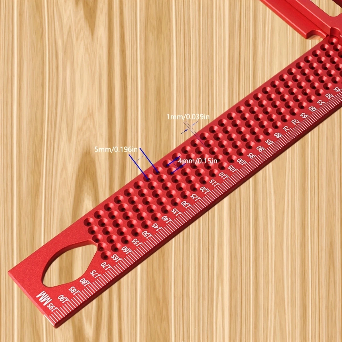 200/300MM Precision Woodworking Scriber Square Marking T Ruler Aluminum Alloy Hole Positioning Crossed-out Hole Marking Gauge