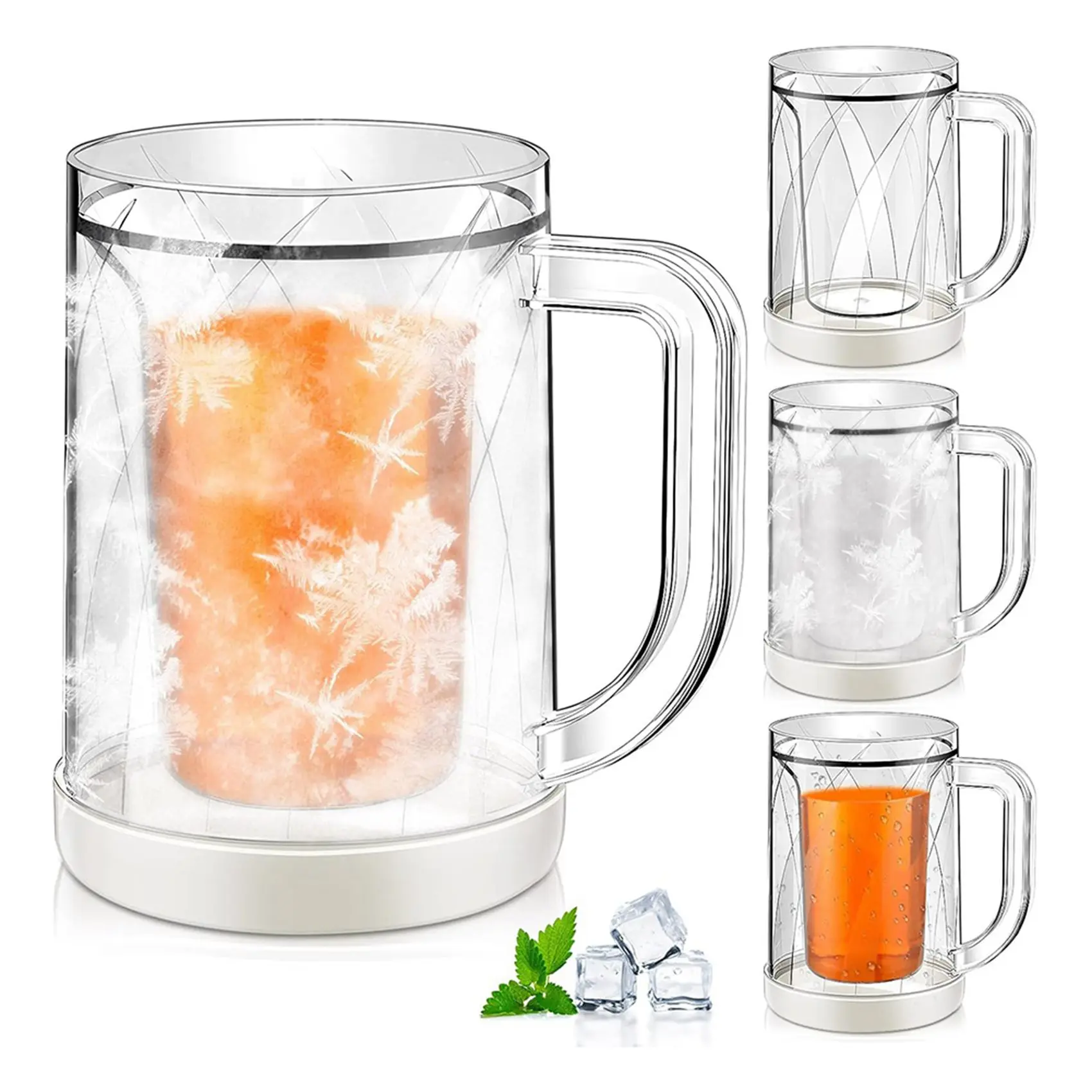 

ABBP-8 Pcs Frozen Beer Mugs For Freezer Double Wall Gel Frosty Freezer Mugs Beer Ice Mugs For Freezer Drinking Freezer Cups