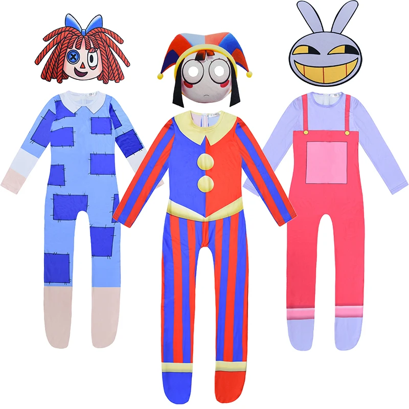 Digital Circus Cartoon Kids Jumpsuit Halloween Cosplay Pomni Jax Birthday Party Performance Children's Costume Boys Girls Outfit
