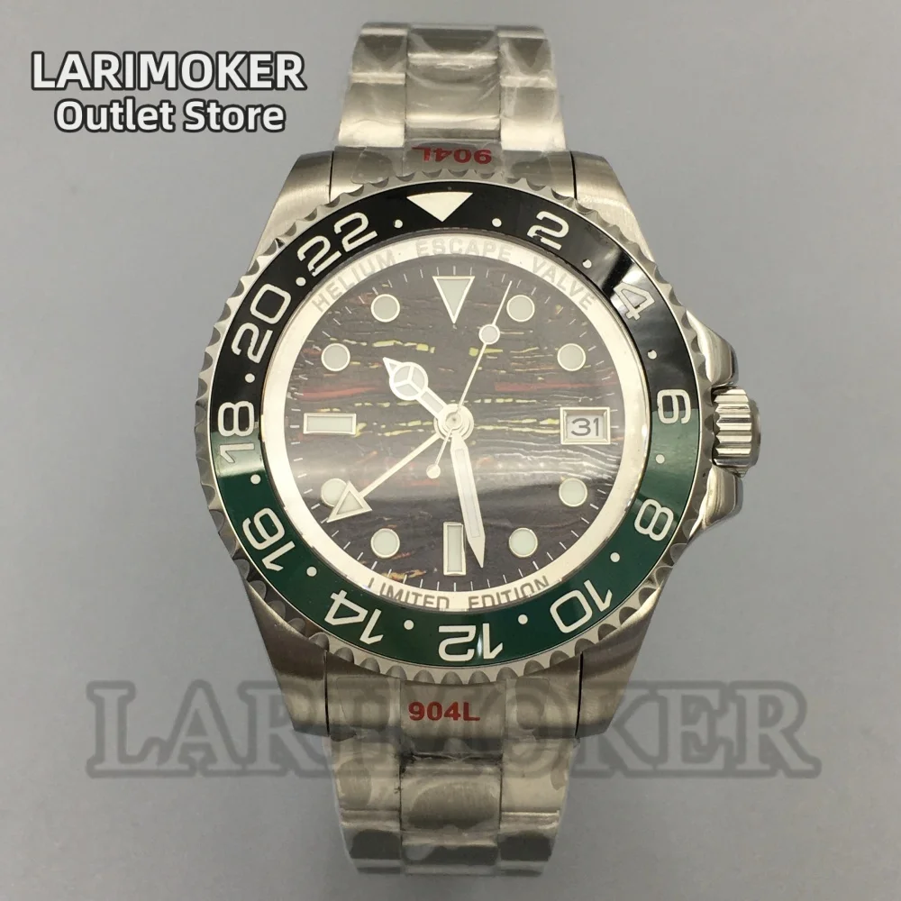 

LARIMOKER 43MM NH34(GMT) Men's Mechanical Automatic Watch Luminous Sapphire Glass Meteorite texture Dial Waterproof Watch
