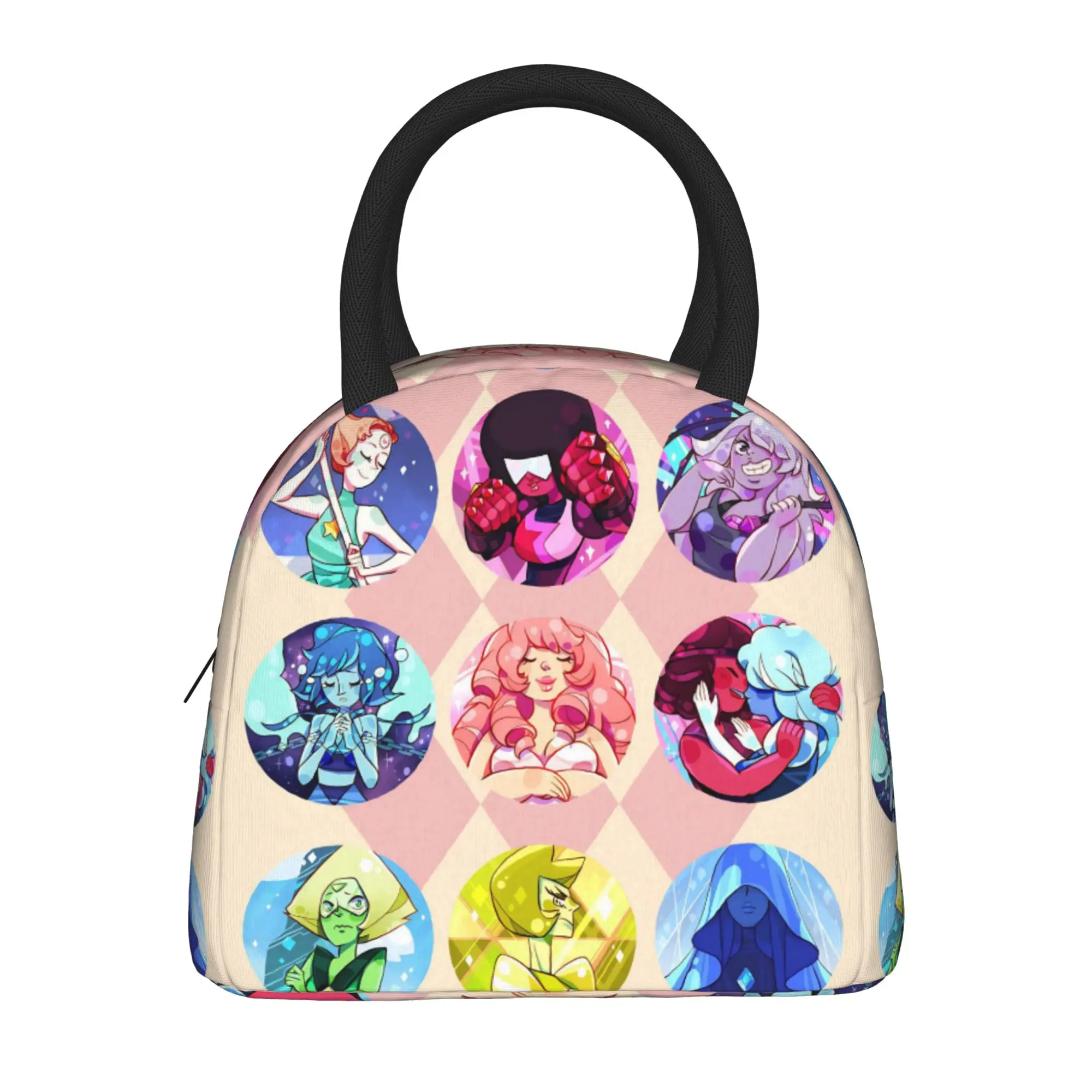 Crystal Gems Steven Universe  Lunch Bag For Women Design Lunch Box School Cooler Bag Portable Oxford Thermal Tote Handbags