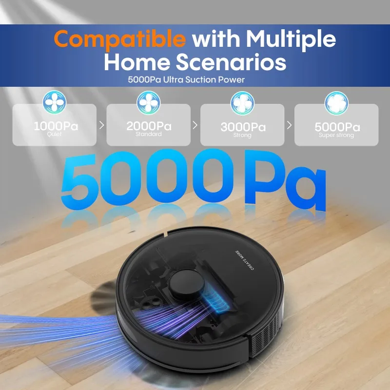 5000Pa Suction A6 Pro 3-in-1 Robot Vacuum Mop LiDAR Navigation Wet & Dry Household Use Alexa/Google Home Compatible