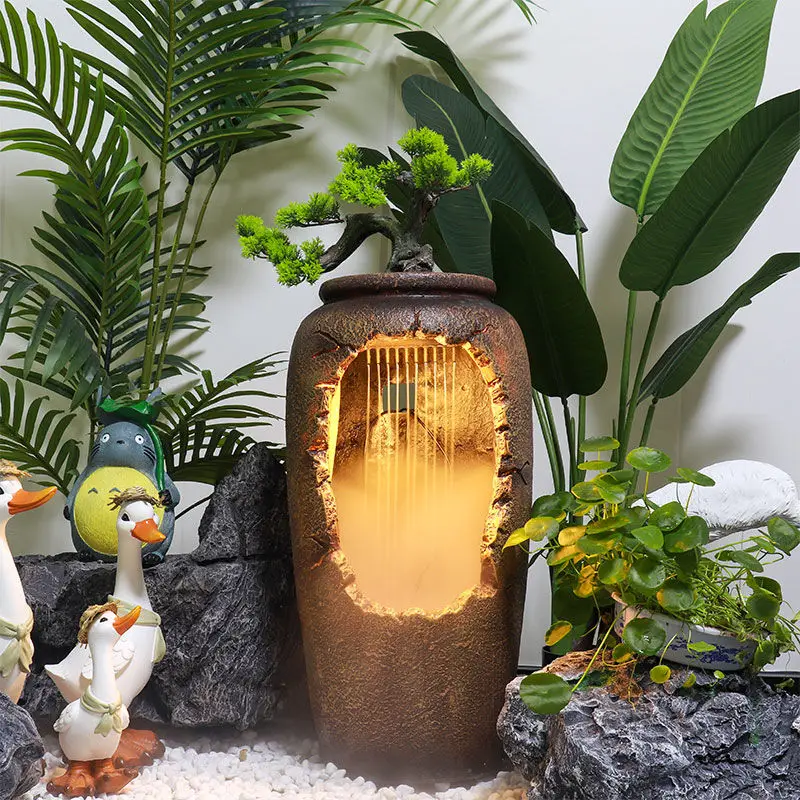 

Modern Chinese-style ceramic pot wall-mounted water landscaping combination ornament entrance balcony outdoor courtyard creative