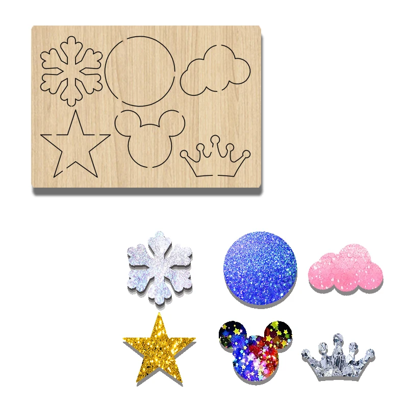 PR42   A Variety Of Clouds, Snowflakes, Mickey Stars And Other Combined Wood Cutting Molds Are Suitable For Most Machines