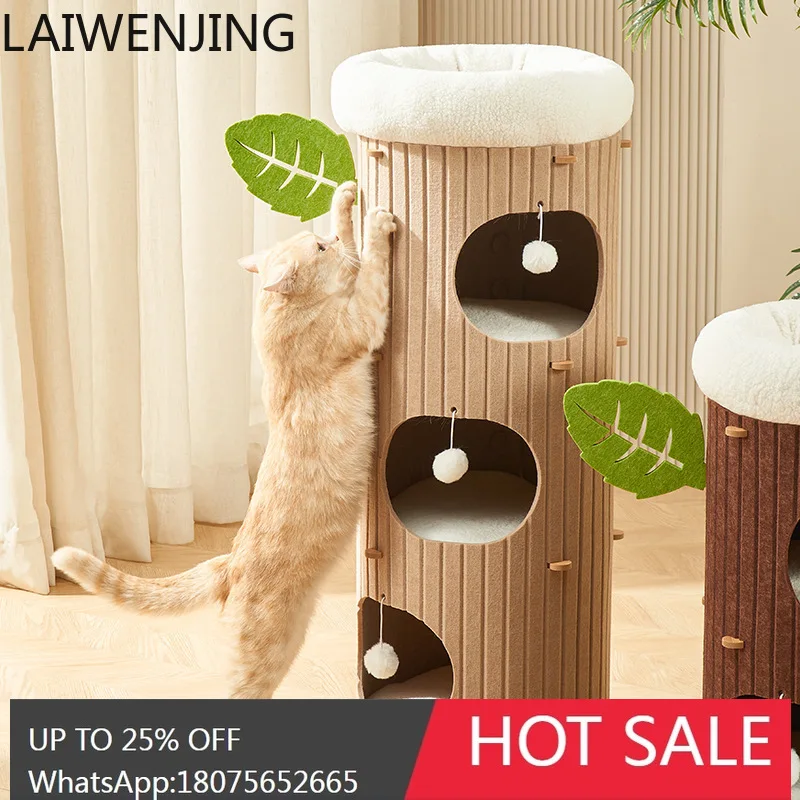 HLZ  Cat Climbing Frame with Integrated Nest Winter Warmth Multi-layer Enclosed Nest Tree Hole Felt Bucket