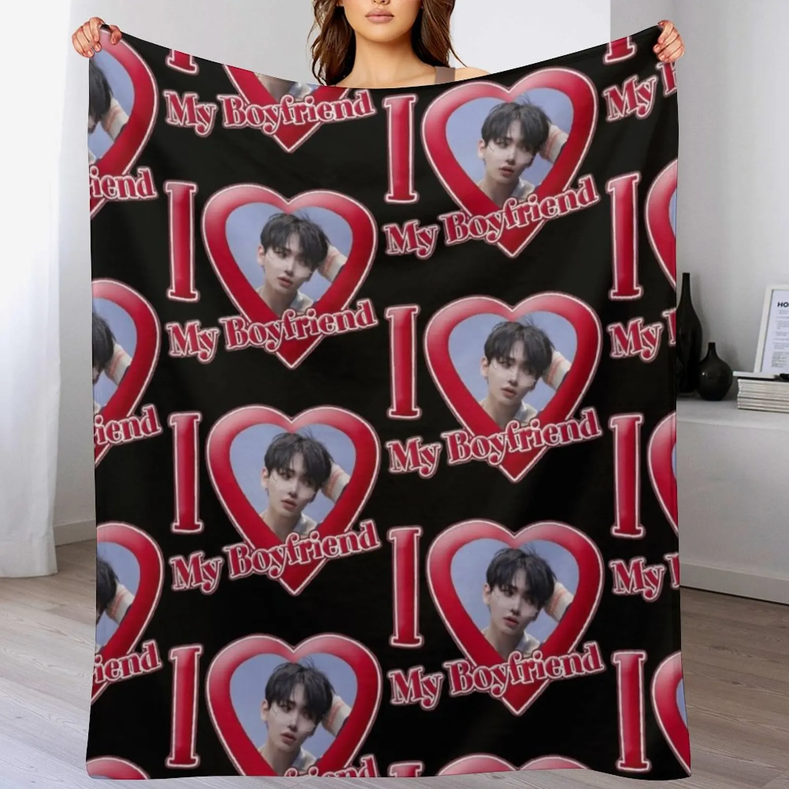

I love my boyfriend Jaehyun from boynextdoor Throw Blanket Warm Vintage Cute Shaggy Blankets