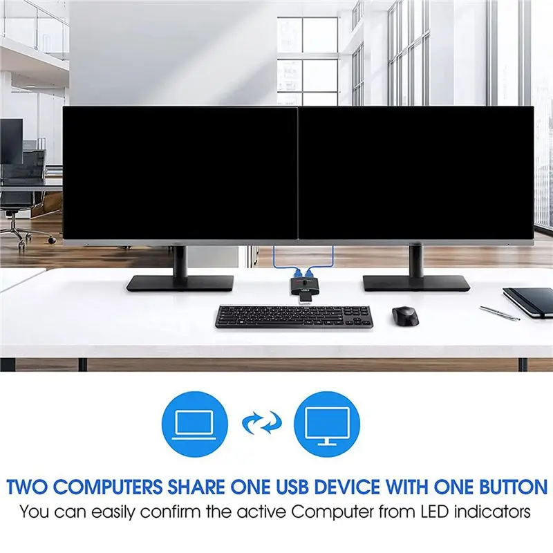 Classic-3X USB 3.0 Switch Selector KVM Switch 5Gbps 2 In 1 Out USB Switch USB 3.0 Two-Way Sharer For Printer Keyboard Mouse