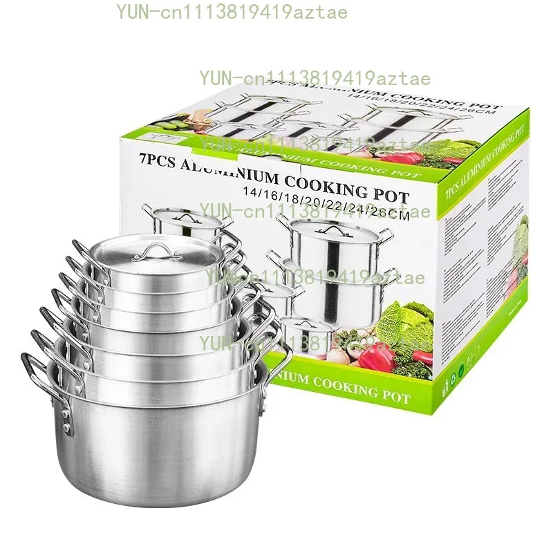7 Piece Heavy‑Duty Non‑Stick Aluminum Cookware Set Compatible With Induction Gas Stovetops