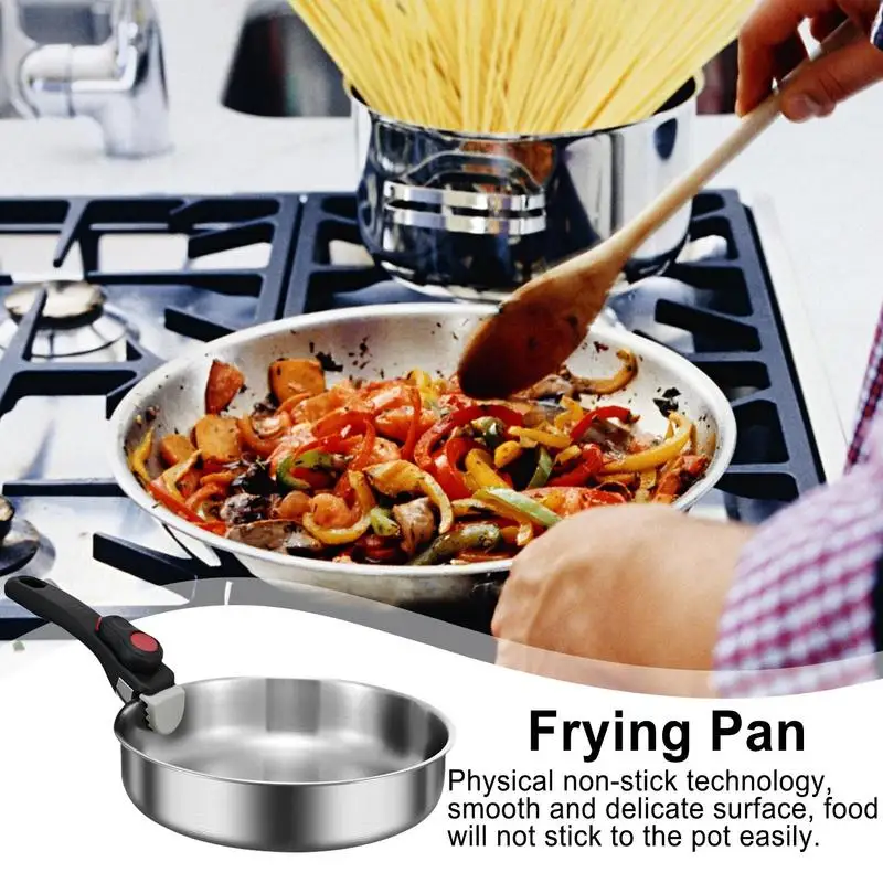 

Nonstick Fry Pan Frying Pans Cooking Pans Stainless Steel Detachable Handle Pots And Pans Non-coating Cookware Skillet Portable