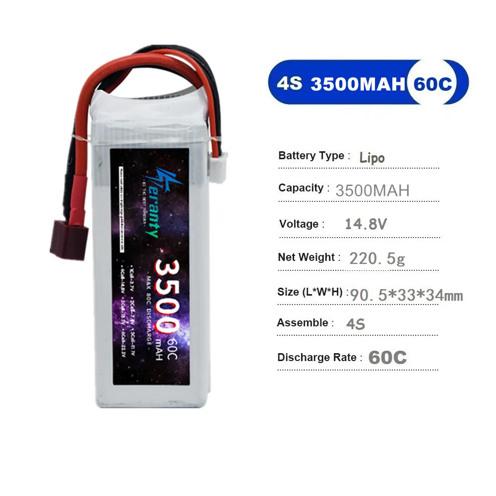 TERANTY 2S 3S 4S 6S يبو بطارية 3500MAH 60C 7.4V 11.1V 14.8V 22.2V بطارية ل RC سيارة الطائرة بدون طيار كوادكوبتر قارب 2 قطعة