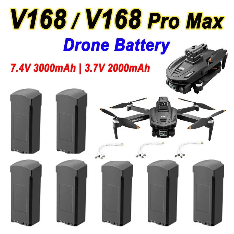 Original 7,4 v 3000mah v168 pro max gps drohnen batterie v168 rc quadcopter 3,7 v 2000mah v168 ersatz batterie dron teile zubehör