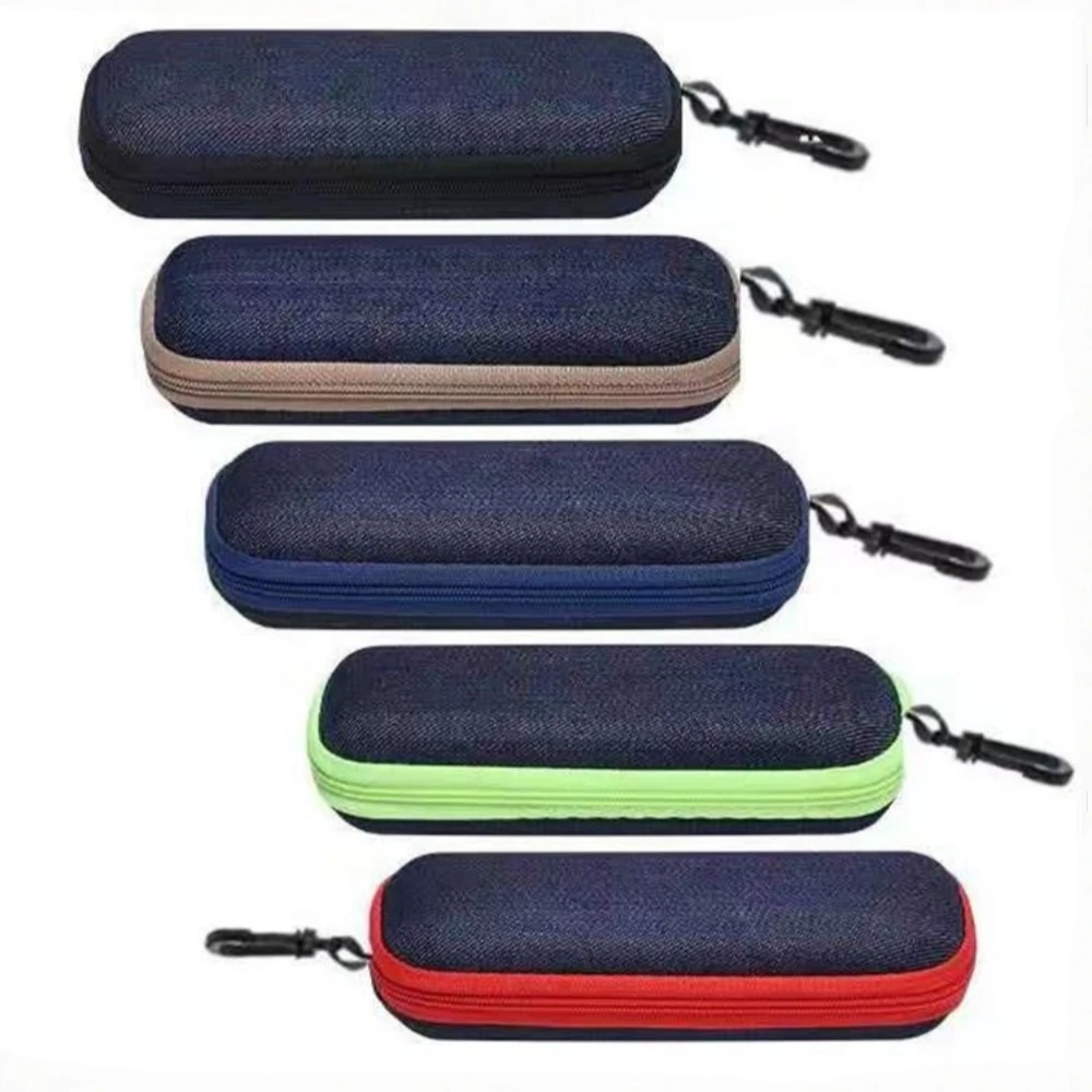 Brillenetui aus Jeansstoff mit Reißverschluss, Sonnenbrillenschutz, hochwertiges Brillenetui, Lesebrillen-Organizer-Box, Tragetasche