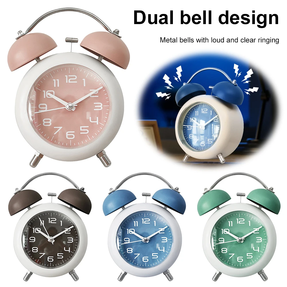 

Twin Bell Alarm Clock Arabic-numeral Dial Alarm Clock Creative Desk Alarm Clock Mute Mechanical Alarm Clock Household Supplies