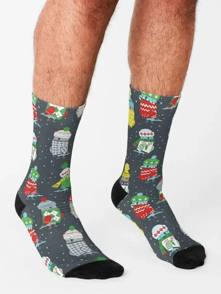 Christmas Pigeons - Dark background Socks basketball Wholesale Stockings man hip hop Socks Female Men's