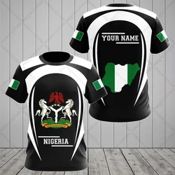 Nigeria Flag & Coat of Arms Graphic Tee Summer Casual Streetwear Men's Fashion Loose T-shirts Boy Oversized Short Sleeve Tops