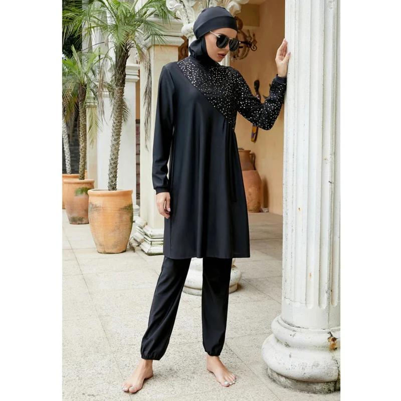 2023 burkini Muslim swimwear black swimsuit modest fashion women hijab Islamic women full swimsuit long sleeve bathing swim wear