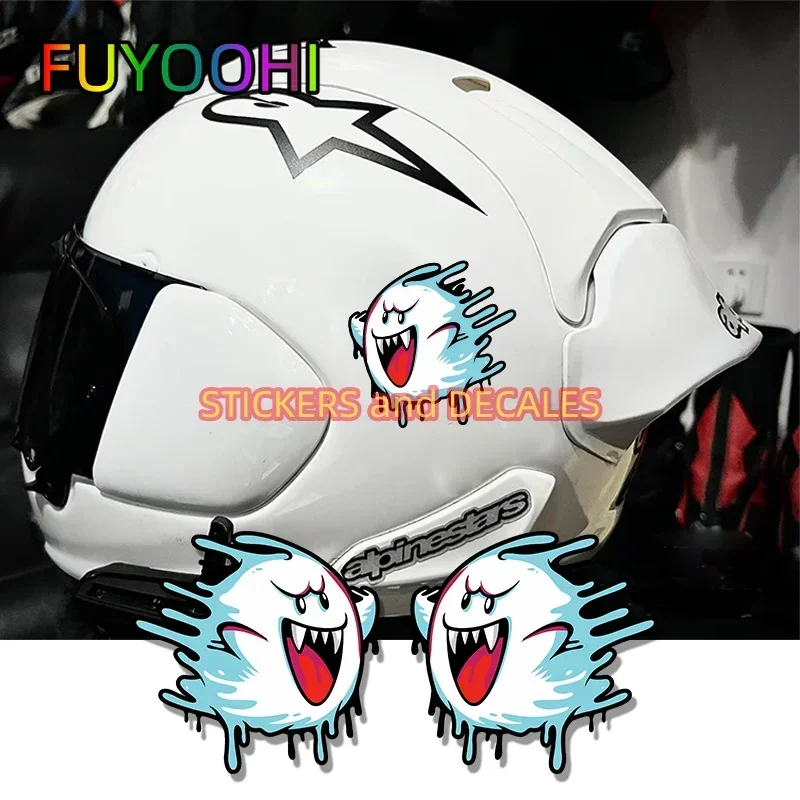 FUYOOHI Melting Ghost Left and Right Motorcycle Helmet Stickers Motocross Body Racer Fuel Tank Decals Racing Window Decoration