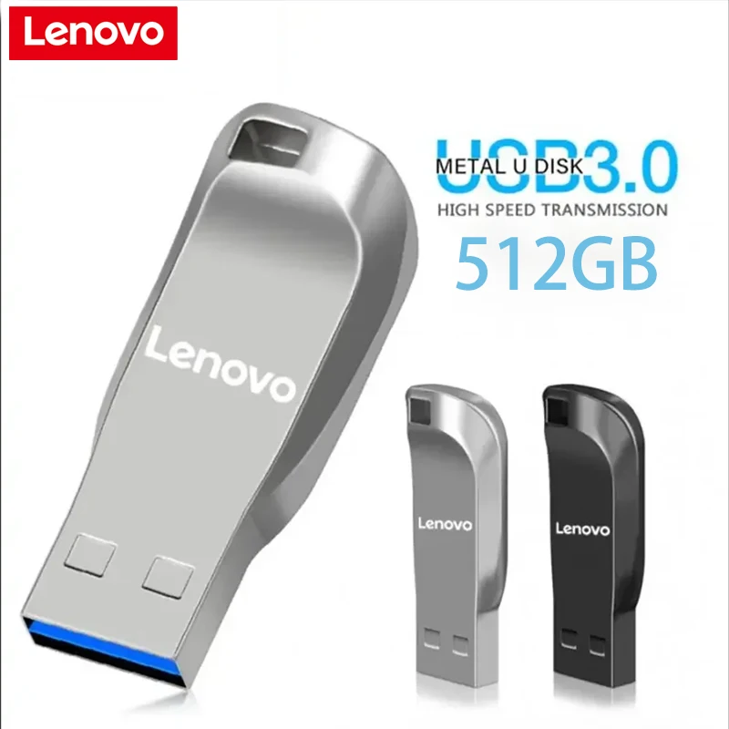 Pen Drives USB 3.0 de Alta Velocidade Lenovo 512GB Várias Capacidades Metalizados para Armazenamento em Celulares e Computadores