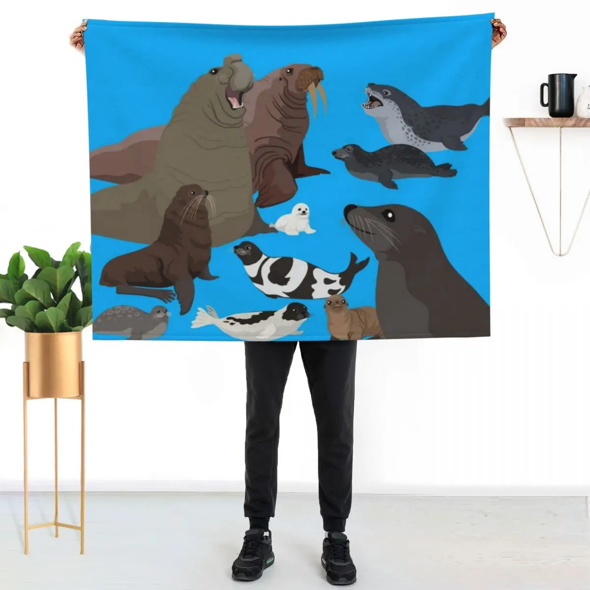 I Am Thankful For Pinnipeds Throw Blanket Decoratives Polar blankets ands Summer Decorative Sofas Sleeping Bag Blankets